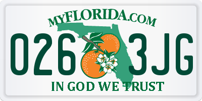 FL license plate 0263JG