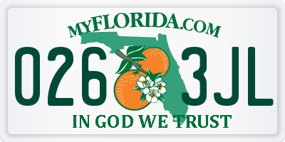 FL license plate 0263JL