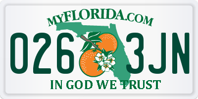 FL license plate 0263JN