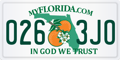 FL license plate 0263JO
