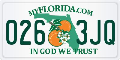 FL license plate 0263JQ