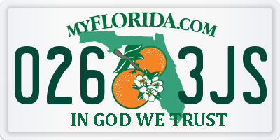 FL license plate 0263JS