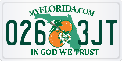 FL license plate 0263JT