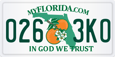 FL license plate 0263KO