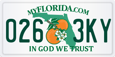 FL license plate 0263KY