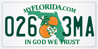 FL license plate 0263MA