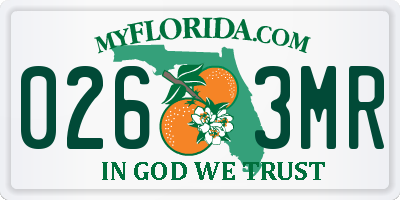 FL license plate 0263MR