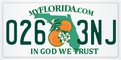 FL license plate 0263NJ