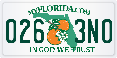 FL license plate 0263NO