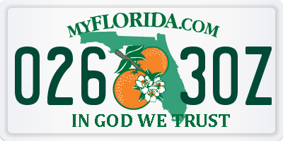 FL license plate 0263OZ