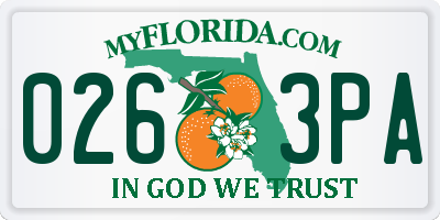 FL license plate 0263PA