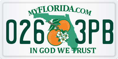 FL license plate 0263PB