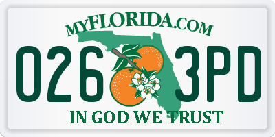 FL license plate 0263PD