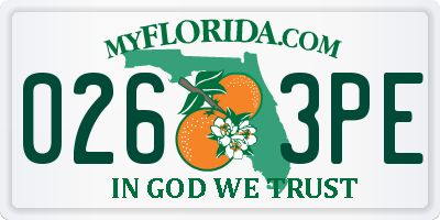 FL license plate 0263PE