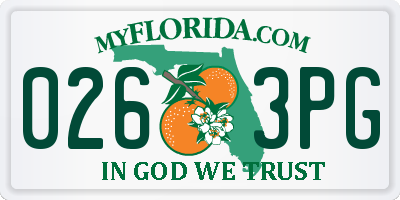 FL license plate 0263PG