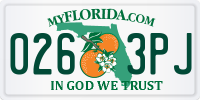 FL license plate 0263PJ