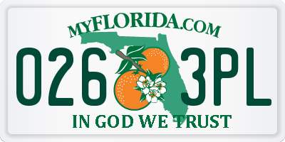 FL license plate 0263PL