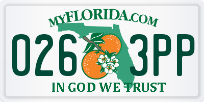 FL license plate 0263PP