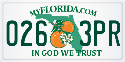 FL license plate 0263PR
