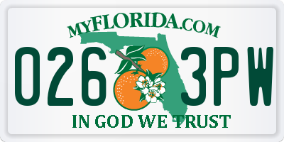 FL license plate 0263PW