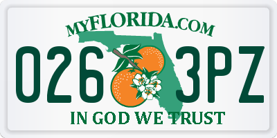 FL license plate 0263PZ