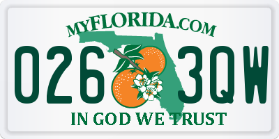 FL license plate 0263QW
