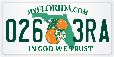 FL license plate 0263RA