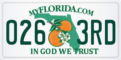 FL license plate 0263RD