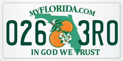 FL license plate 0263RO