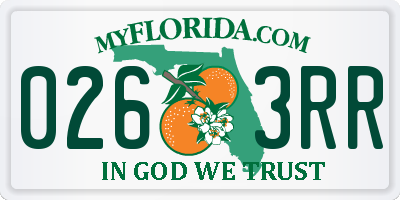 FL license plate 0263RR