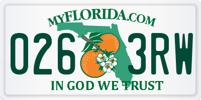 FL license plate 0263RW