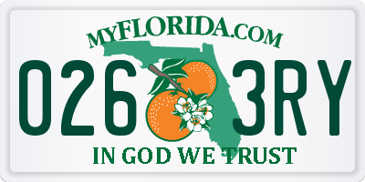 FL license plate 0263RY