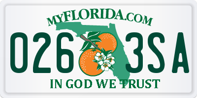 FL license plate 0263SA