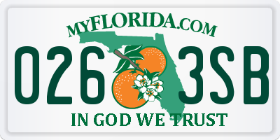 FL license plate 0263SB