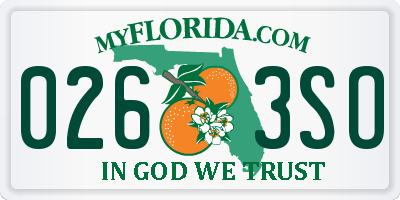 FL license plate 0263SO