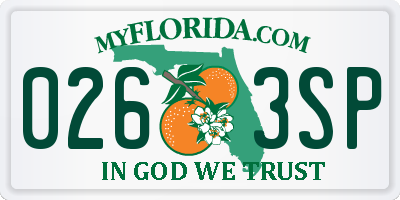 FL license plate 0263SP
