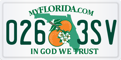 FL license plate 0263SV