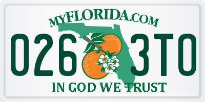 FL license plate 0263TO