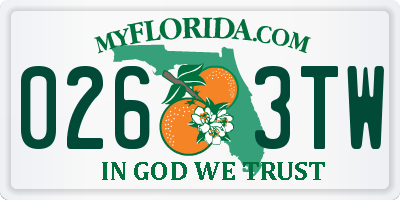 FL license plate 0263TW