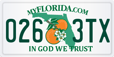 FL license plate 0263TX