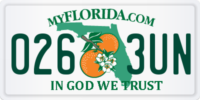 FL license plate 0263UN