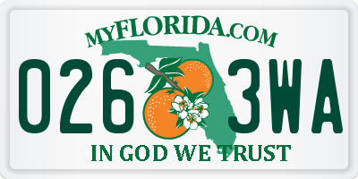 FL license plate 0263WA