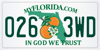 FL license plate 0263WD