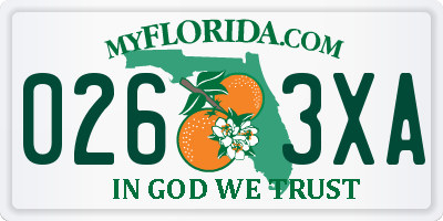 FL license plate 0263XA