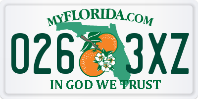 FL license plate 0263XZ