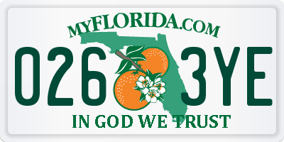 FL license plate 0263YE