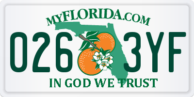 FL license plate 0263YF