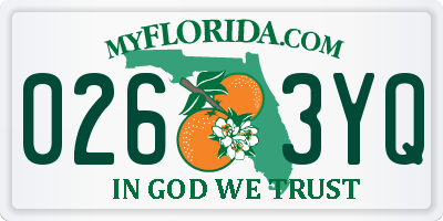 FL license plate 0263YQ