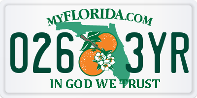 FL license plate 0263YR