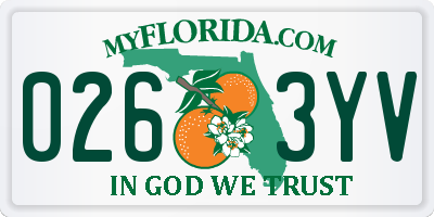 FL license plate 0263YV